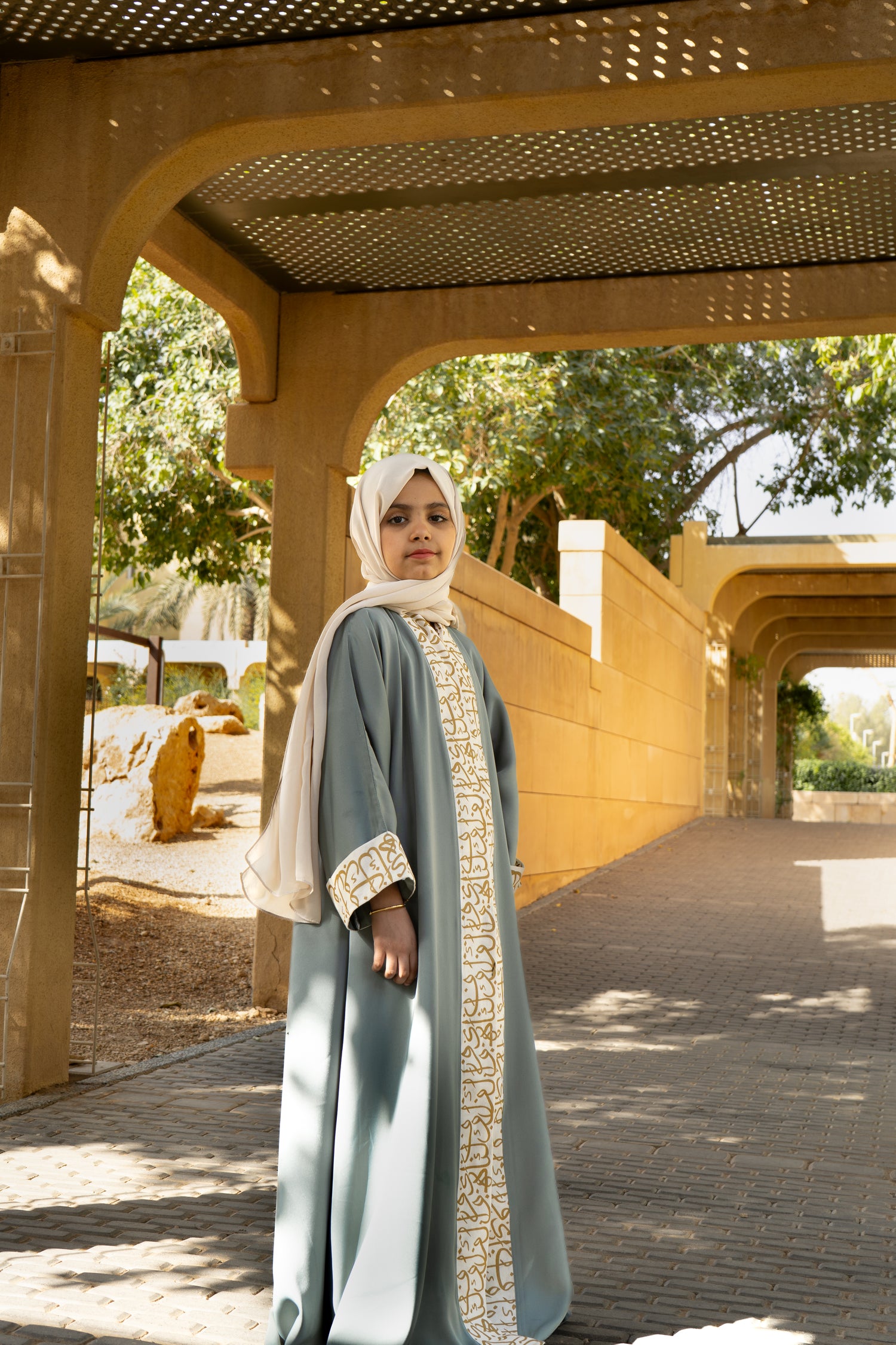 Arabic Calligraphy Abaya (KIDS) - Sage