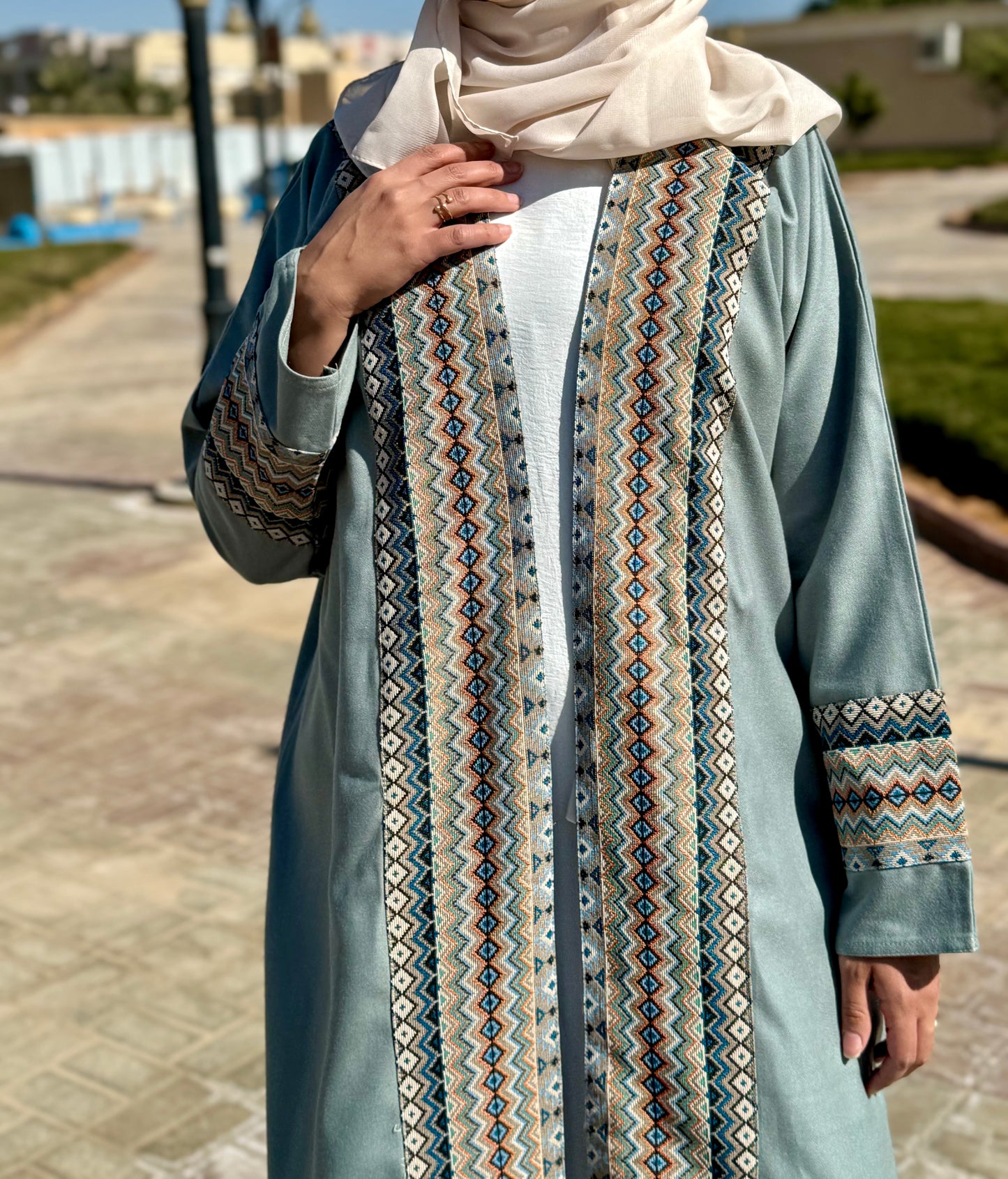 Sadu Winter Abaya - Light Teal