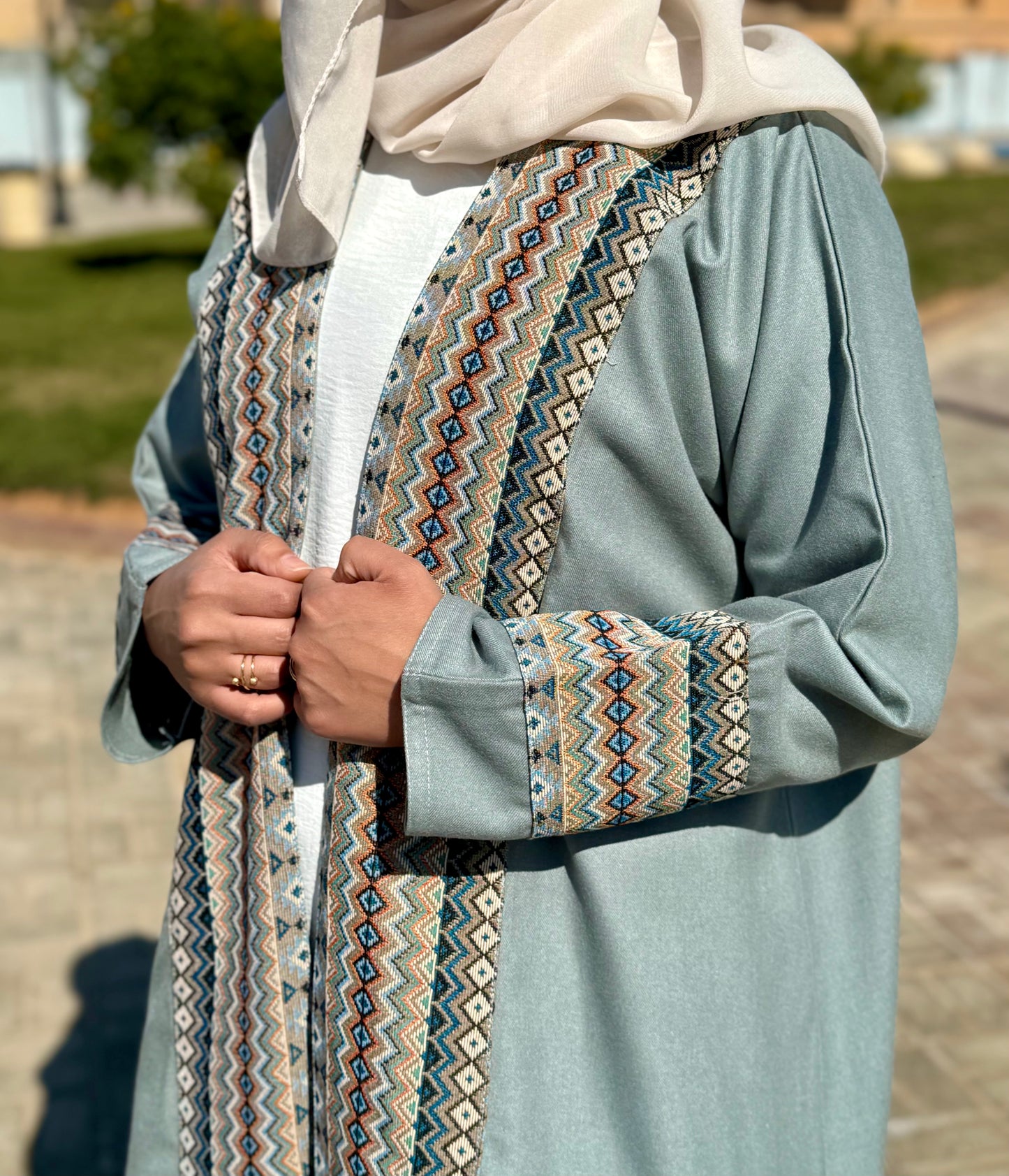 Sadu Winter Abaya - Light Teal