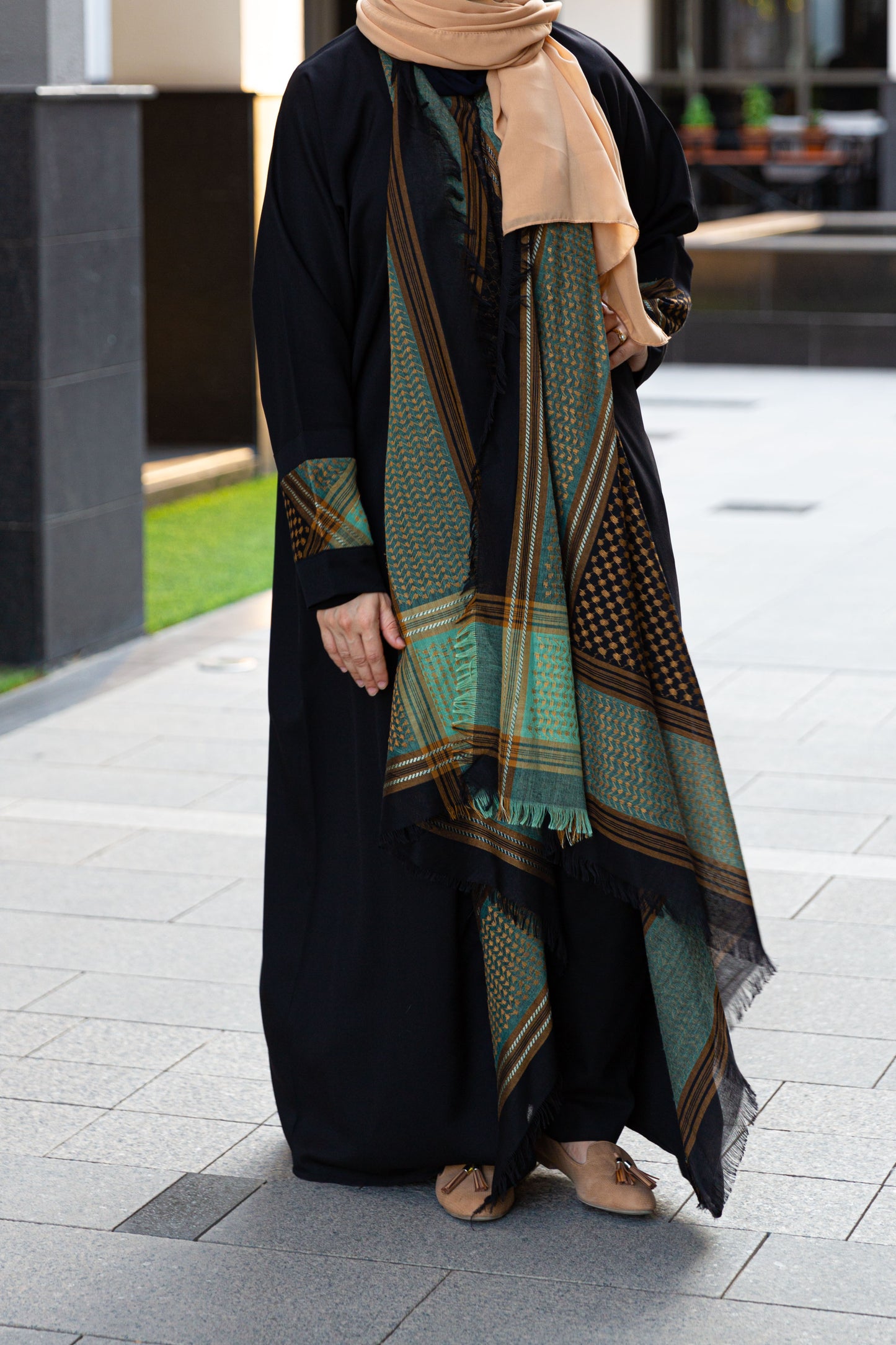 GREEN SHAWL ABAYA