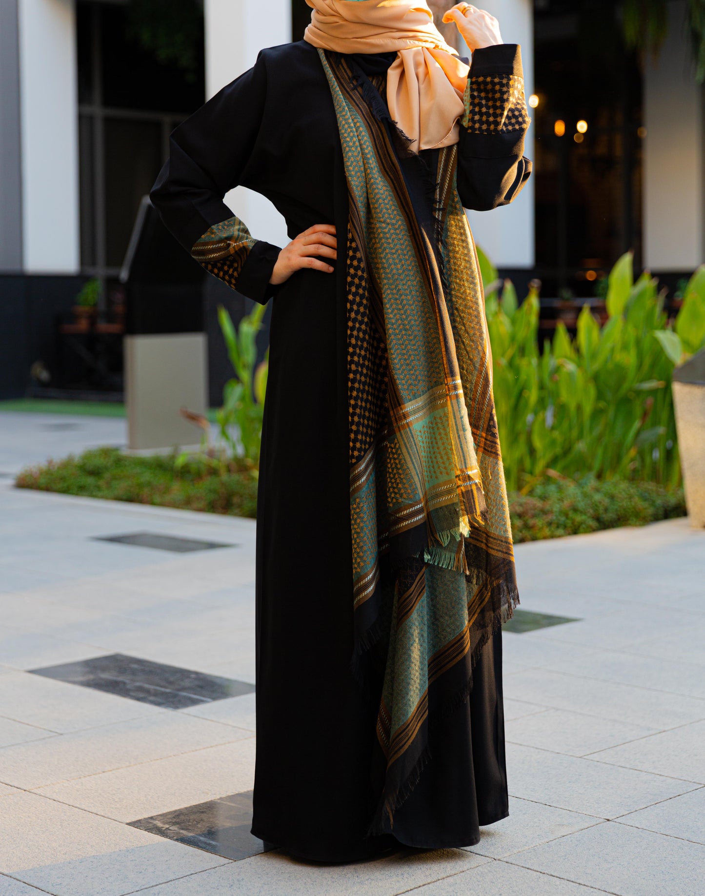 GREEN SHAWL ABAYA