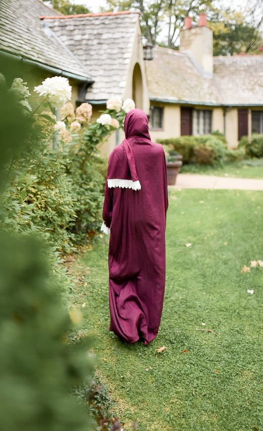 Prayer Gown Youth - Maroon Polka Dot