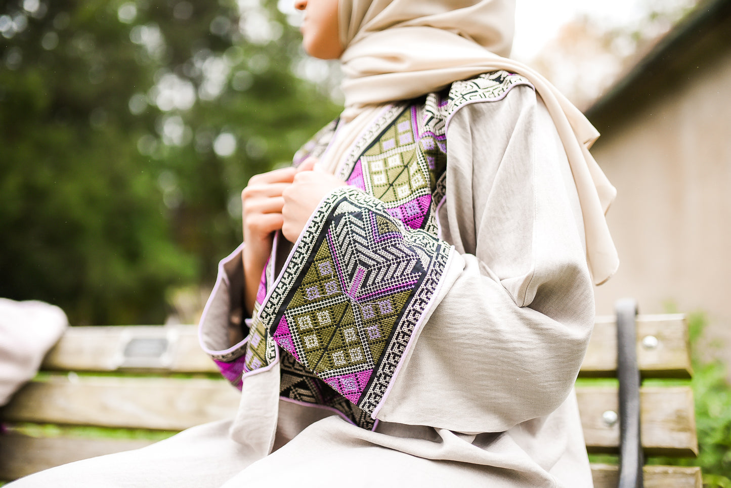 Beige Tatreez Abaya