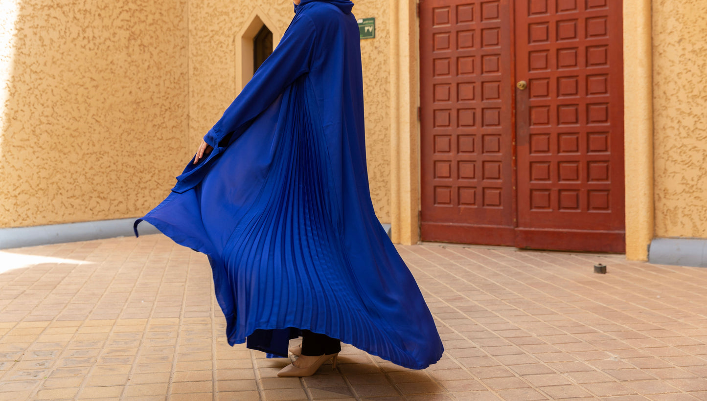 Pleated Abaya - Royal Blue