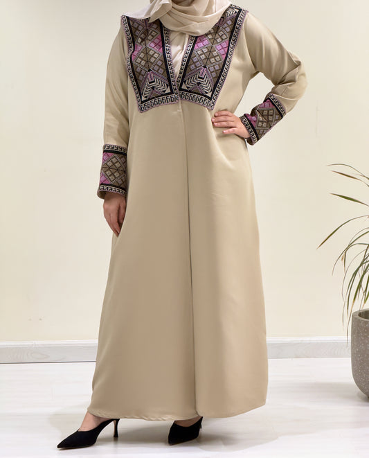 Beige Tatreez Abaya