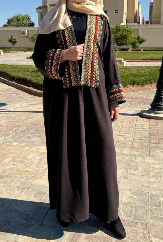 Sadu Winter Abaya - Deep Brown