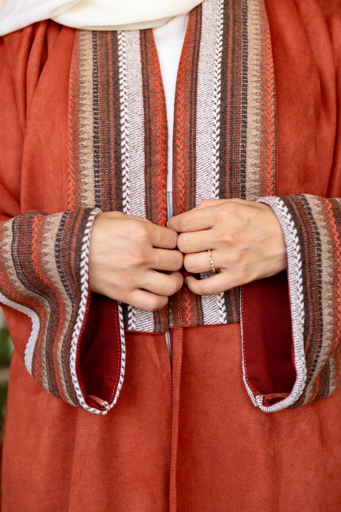 Rusty Orange Suede Abaya