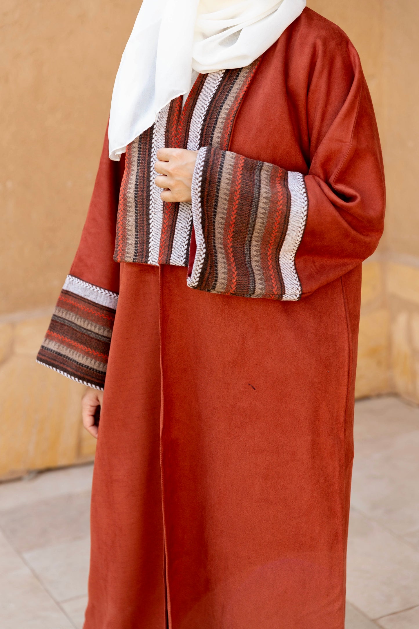 Rusty Orange Suede Abaya