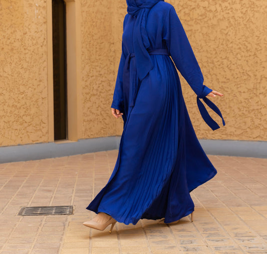 Pleated Abaya - Royal Blue