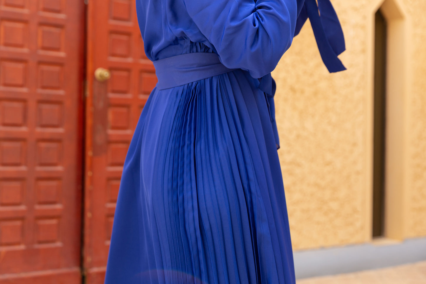 Pleated Abaya - Royal Blue