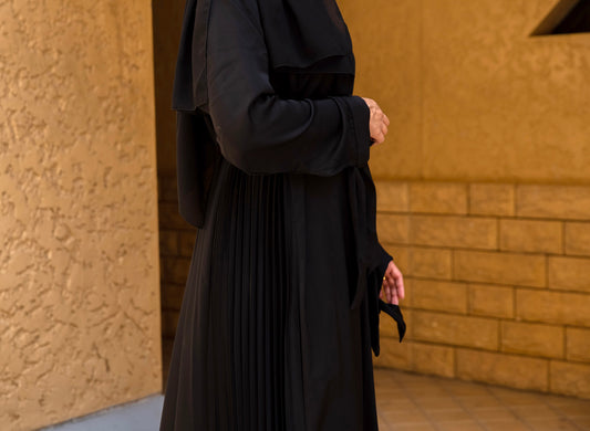 Pleated Abaya - Black